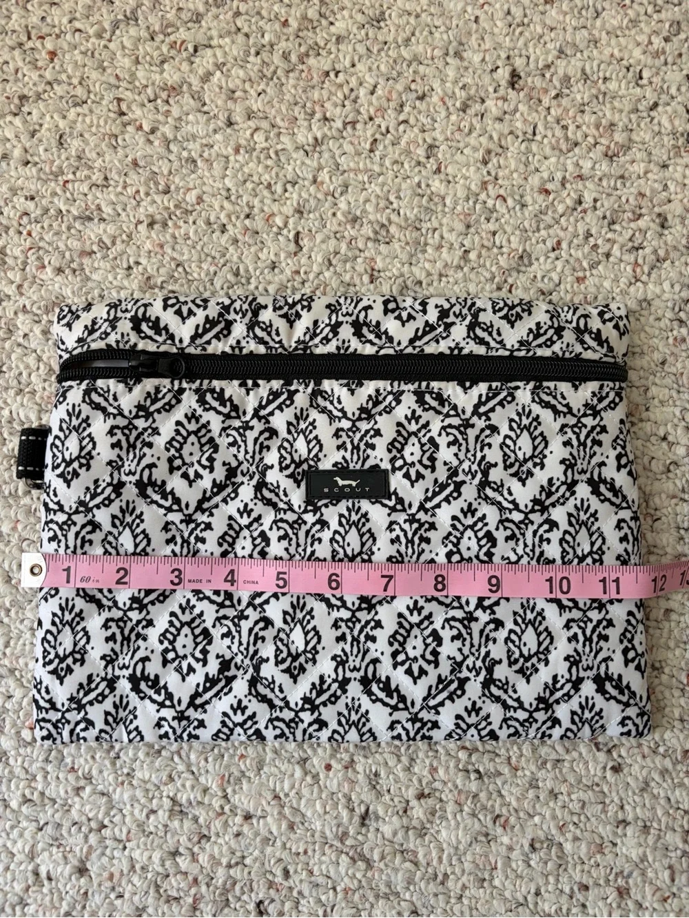 Scout Black & White Damask Zip Cosmetic Pouch